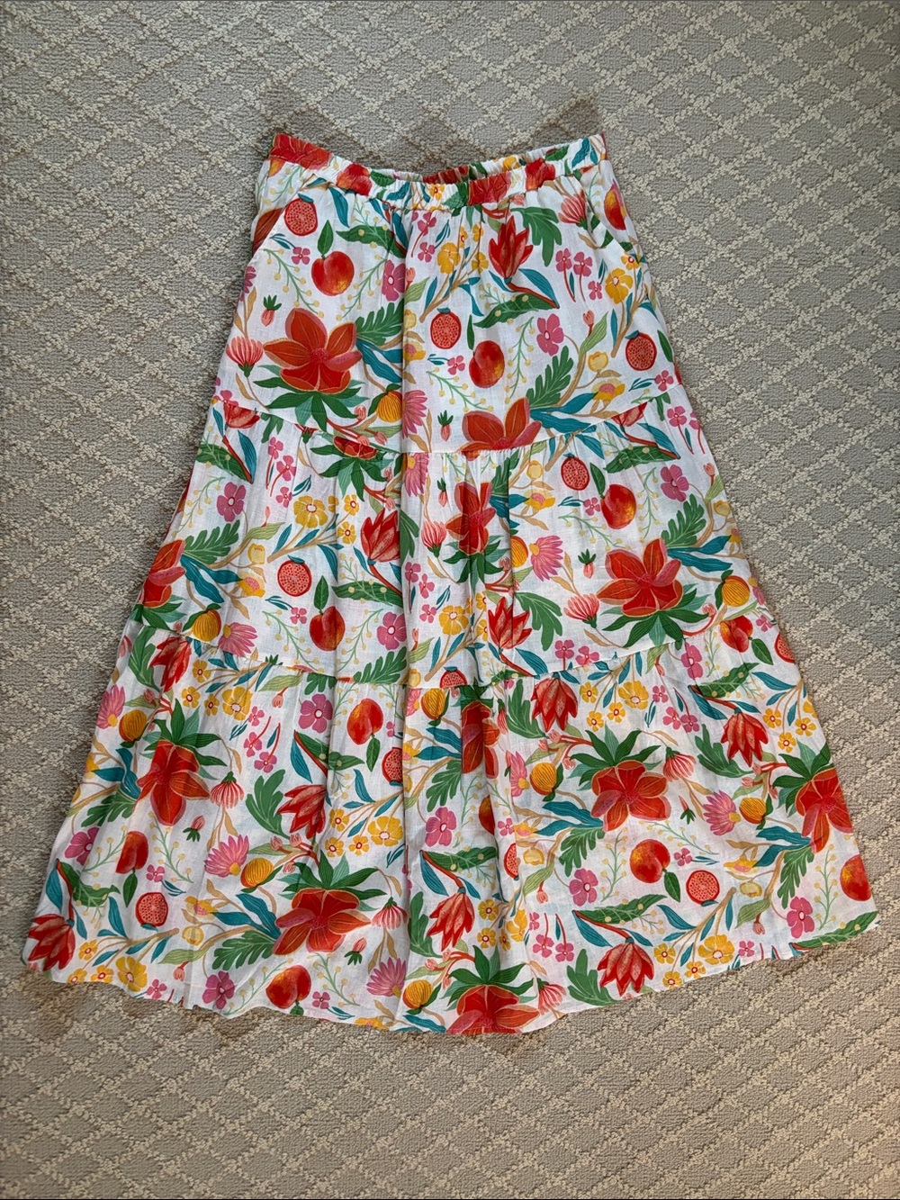 C&C California A-Line Skirt with Tropical Floral Print